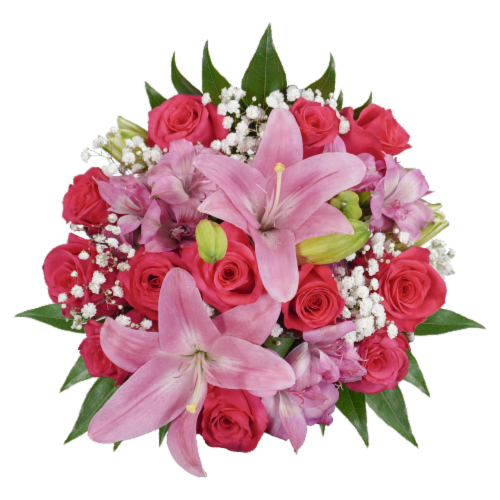 Bloom Haus™ 12 Plus Rose Bouquet - Hot Pink Perspective: front