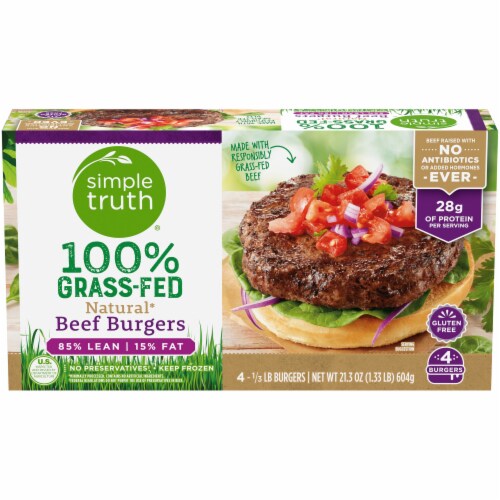 Simple Truth® 100% Grass-Fed Natural Beef Burgers Perspective: front