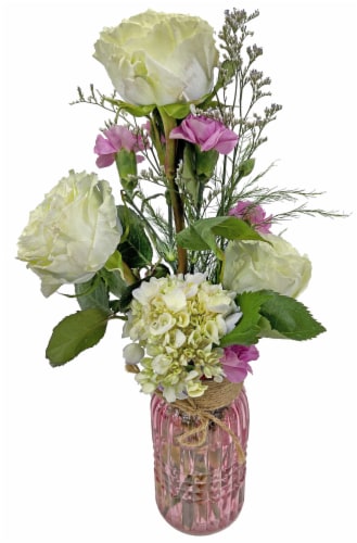 Bloom Haus™ High Vase Trinity Floral Arrangement Perspective: front