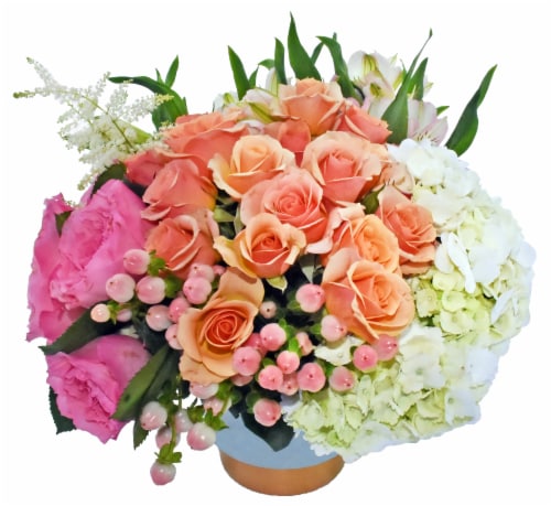 Bloom Haus™ Cluster Floral Arrangement - Pink / Orange / White Perspective: front
