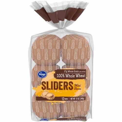 Kroger® 100% Whole Wheat Sliders Buns Perspective: front