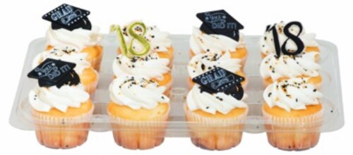 Bakery Fresh Goodness Graduation Day White Cupcakes Perspective: front