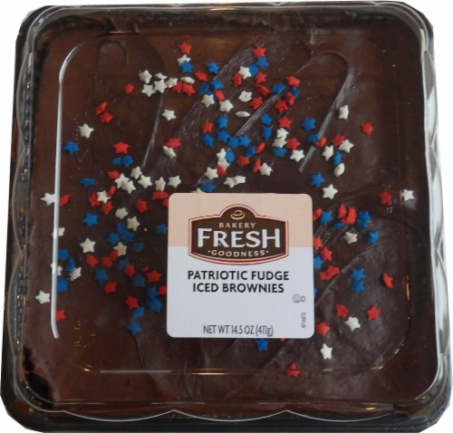 Bakery Fresh Goodness Patriotic Fudge Iced 8x8 Brownie Perspective: front