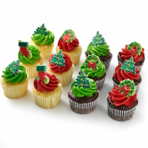 White &amp; Chocolate Cupcakes with Buttercreme Icing, 12 count - Fry’s ...