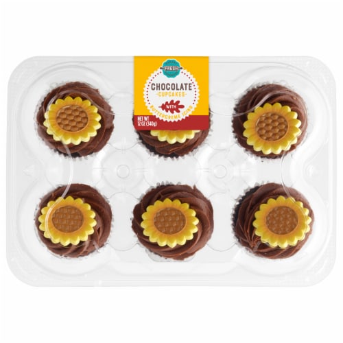 Bakery Fresh Goodness Sunflower Chocolate Cupcakes Perspective: front