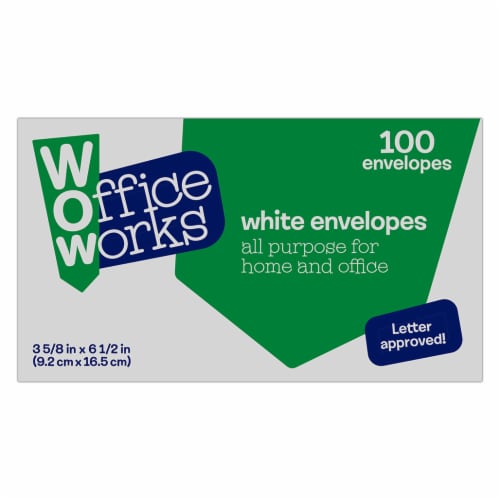 Office Works Envelopes - 100 Pack - White Perspective: front