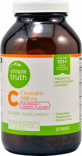 Simple Truth™ Vitamin C Chewable Raspberry-Cherry Flavored Wafers 500mg 100 Count Perspective: front