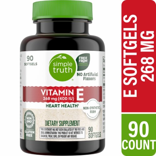 Simple Truth® Non-Synthetic Form Vitamin E Softgels 400IU Perspective: front