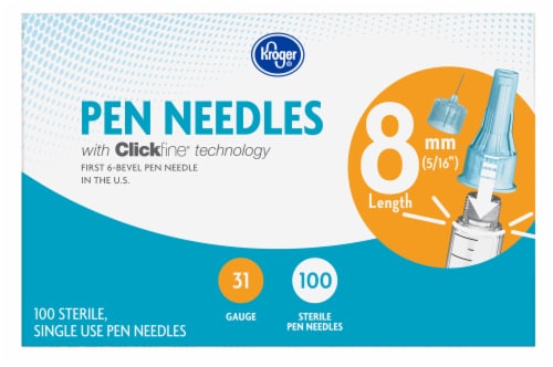 Kroger® 31 Gauge 8 mm Pen Needles Perspective: front