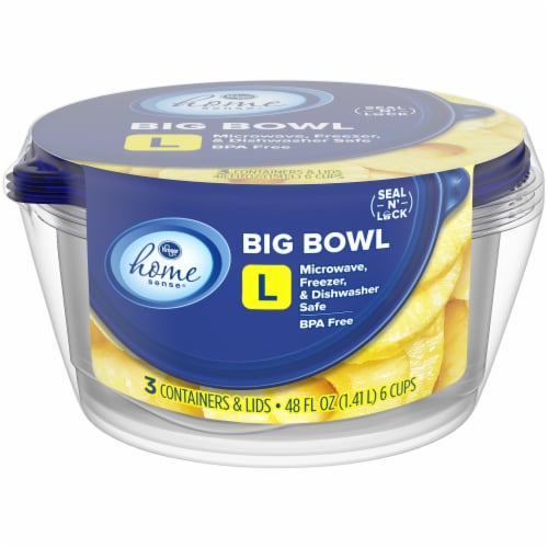 Kroger Home Sense Round BPA-Free Plastic Snap Seal Food Storage Container - 3 pack Perspective: front