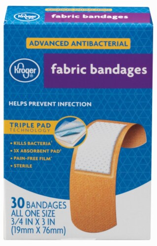 Kroger® Advanced Antibacterial Fabric Bandages Assorted Sizes, 30 ct -  Kroger