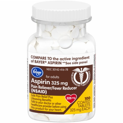 Kroger® Aspirin Pain Reliever and Fever Reducer Coated Tablets 325mg Perspective: front