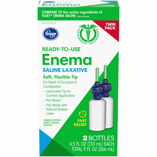 Kroger® Ready-to-Use Enema Saline Laxative Twin Pack, 2 ct / 4.5 oz - Kroger