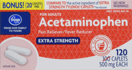 Kroger® Extra Strength Acetaminophen Caplets 500mg Perspective: front