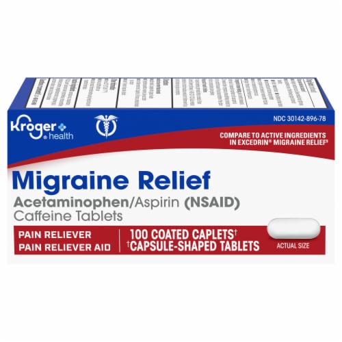 Kroger® Migraine Relief Acetaminophen Caplets Perspective: front