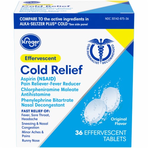 Kroger® Gluten Free Original Flavor Effervescent Cold Relief Tablets Perspective: front