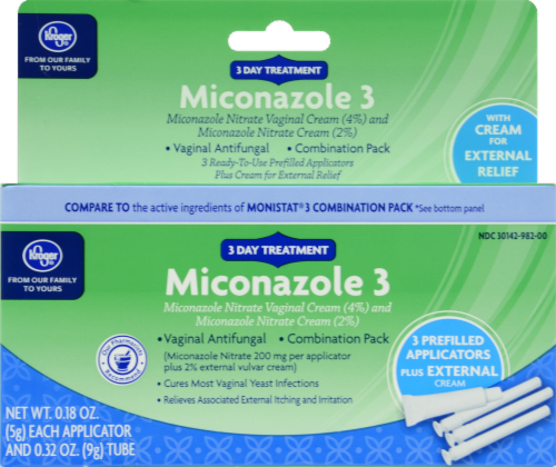 Kroger® Miconazole 3 Vaginal Antifungal Combination Pack Perspective: front