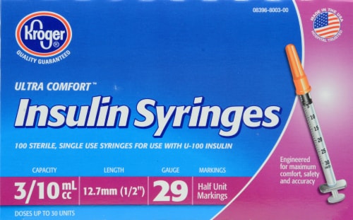 Kroger®  29g .3cc Ultra Comfort Insulin Syringes Perspective: front