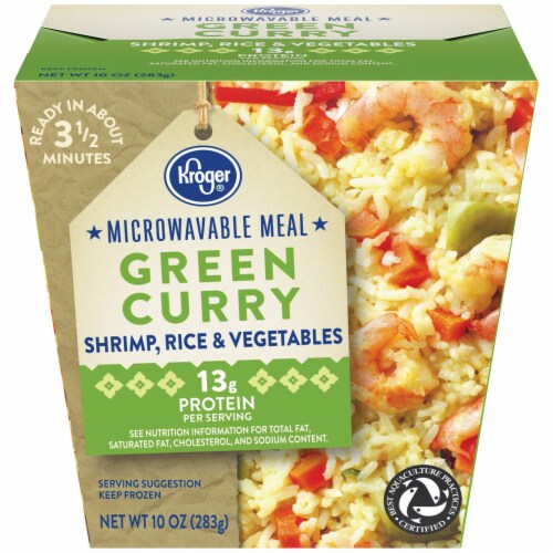 Kroger® Green Curry with Shrimp Rice & Vegetables Microwavable Meal Perspective: front
