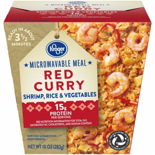 Kroger® Red Curry with Shrimp Rice & Vegetables Microwavable Meal Perspective: front