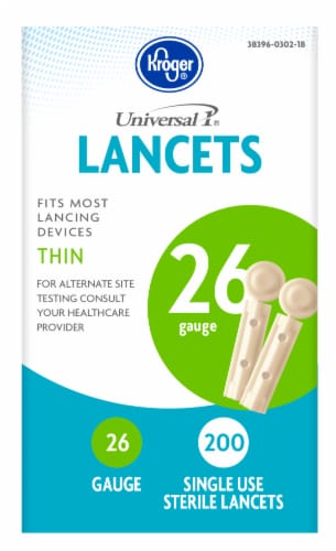 Kroger® Universal 26 Gauge Thin Lancets Perspective: front