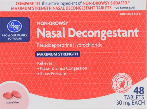 Kroger®  Non-Drowsy Maximum Strength Nasal Decongestant Tablets Perspective: front