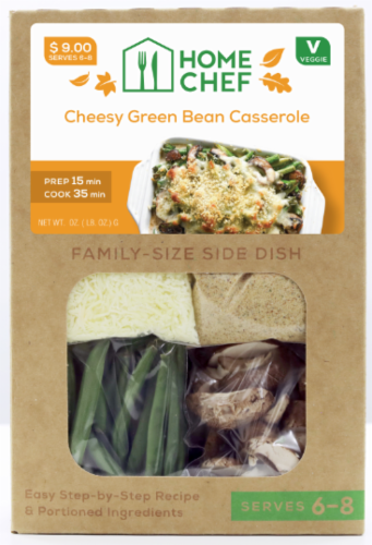Home Chef Side Dish Cheesy Green Bean Casserole with Pan Roasted Mushrooms Perspective: front