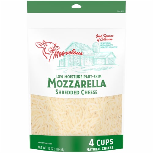 Moovelous Shredded Mozzarella Cheese Perspective: front