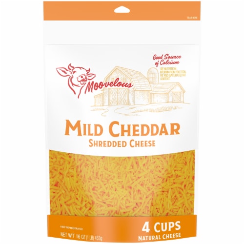Moovelous Mild Cheddar Shredded Cheese Perspective: front