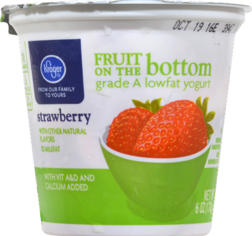Kroger® Strawberry Fruit on the Bottom Grade A Lowfat Yogurt Perspective: front