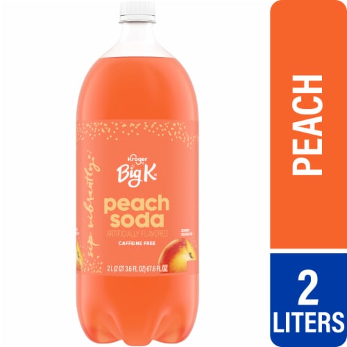 Big K® Peach Caffeine Free Soda Bottle Perspective: front