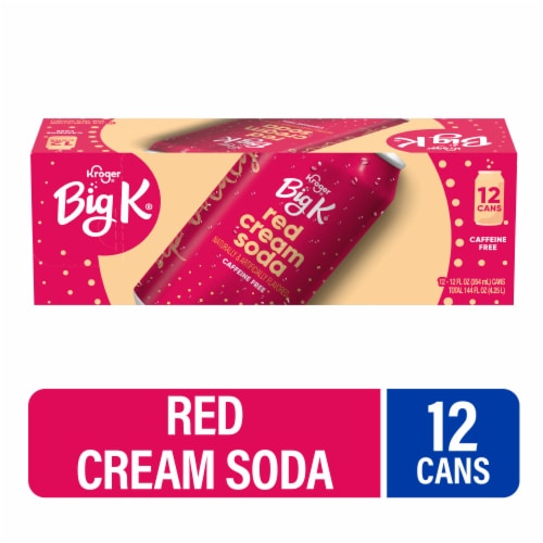 Big K® Red Cream Caffeine Free Soda Cans Perspective: front