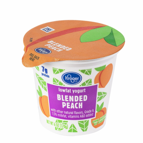 Kroger Peach Low Fat Yogurt Cup Perspective: front