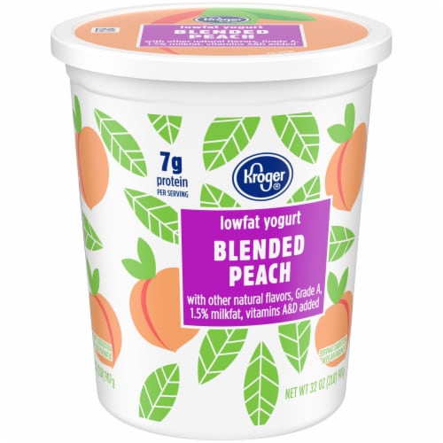 Kroger Peach Low Fat Yogurt Tub Perspective: front