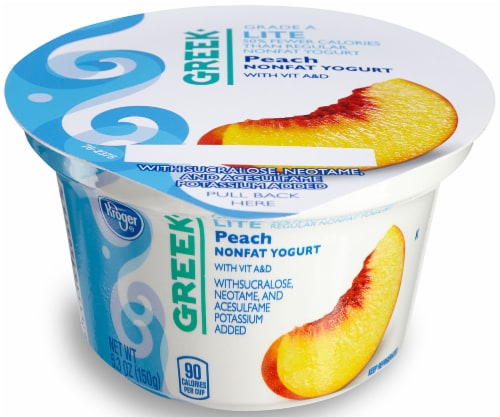 Kroger® Lite Peach Greek Nonfat Yogurt Perspective: front