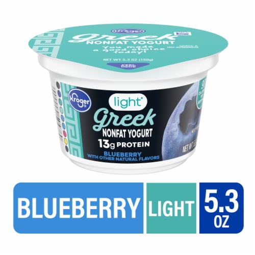 Kroger Blueberry Nonfat Greek Yogurt Cup Perspective: front