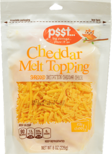 P$$t... Imitation Shredded Cheddar Cheese Perspective: front