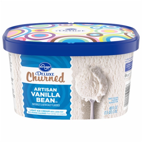 Kroger® Deluxe Churned Artisan Vanilla Bean Light Ice Cream Tub Perspective: front