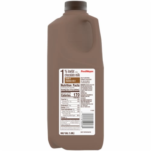 Fred Meyer® 1% Low Fat Chocolate Milk Half Gallon Perspective: front