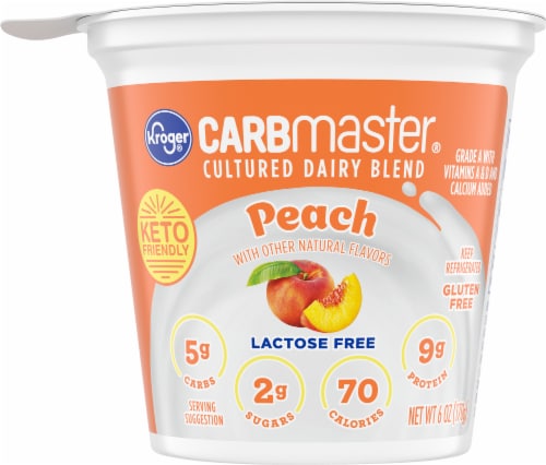 Kroger Carbmaster Peach Lowfat Yogurt Cup Perspective: front