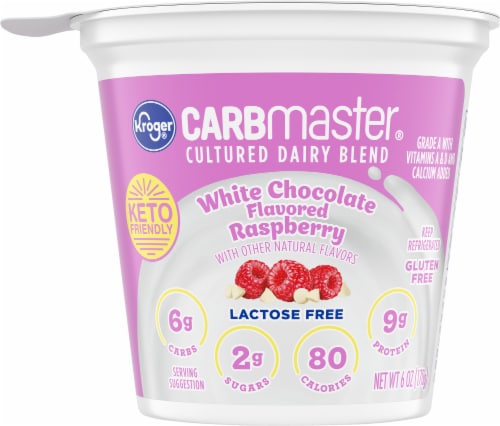 Kroger Carbmaster White Chocolate Raspberry Lowfat Yogurt Cup Perspective: front