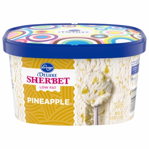 Kroger® Deluxe Low Fat Pineapple Sherbet Tub Perspective: front