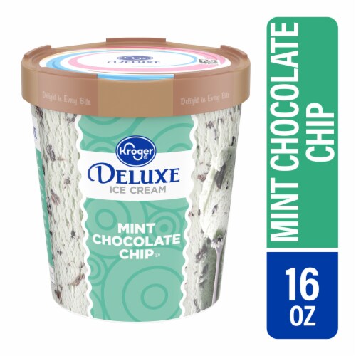 Kroger® Deluxe Mint Chocolate Chip Ice Cream Pint Perspective: front