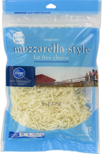 Kroger® Shredded Mozzarella Style Fat Free Cheese Perspective: front