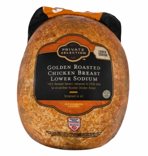 Private Selection™ Lower Sodium Golden Roasted Chicken Breast Fresh Sliced Deli Meat Perspective: front