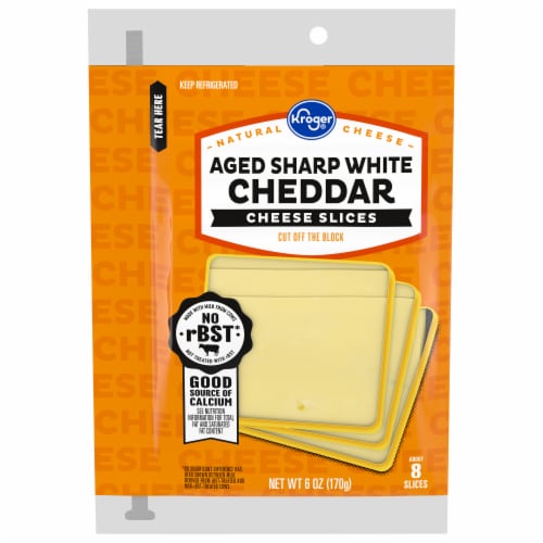 Kroger® Aged Sharp White Cheddar Cheese Slices Perspective: front