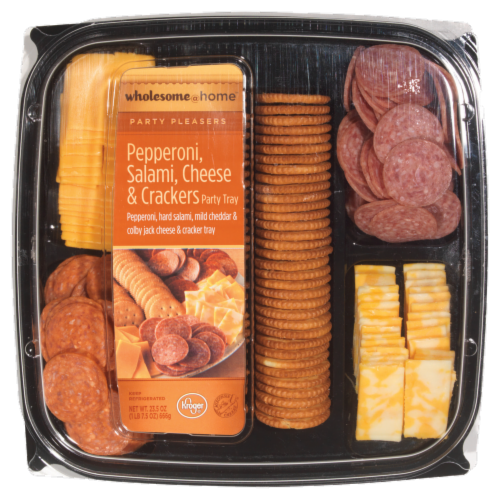 Wholesome@Home Pepperoni Salami Cheese & Crackers Party Tray Perspective: front