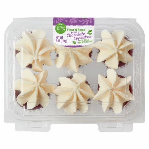 Simple Truth™ Plant Based Mini Chocolate Cupcakes with Vanilla Frosting Perspective: front