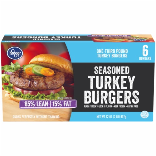 Kroger® 85% Lean Seasoned Turkey Burgers, 6 ct / 32 oz - Kroger