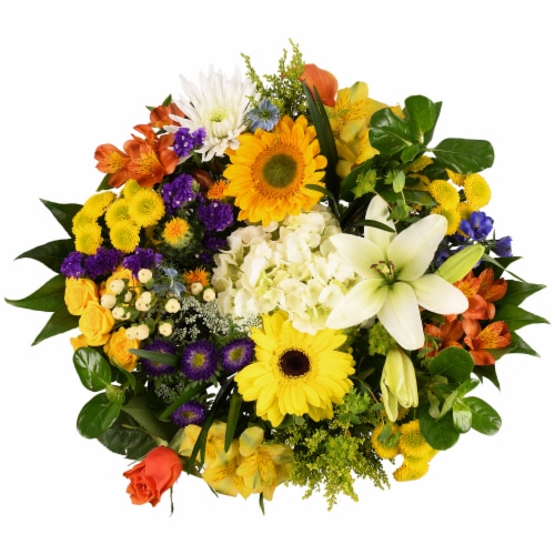Bloom Haus™ Flowers Garden Bouquet - Yellow / Purple / Orange Perspective: front